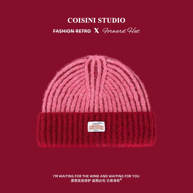 Gestreifte, flauschige Strickm – Beanie Cuffed Knit Bewertung und Preis
